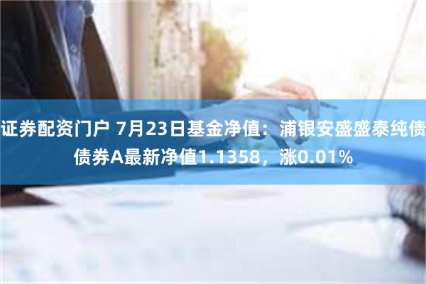 证券配资门户 7月23日基金净值：浦银安盛盛泰纯债债券A最新净值1.1358，涨0.01%