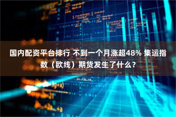 国内配资平台排行 不到一个月涨超48% 集运指数（欧线）期货发生了什么？