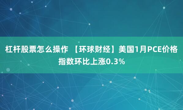 杠杆股票怎么操作 【环球财经】美国1月PCE价格指数环比上涨0.3%