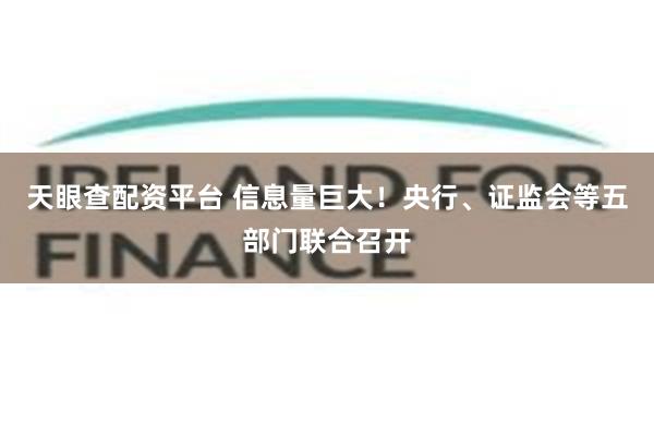 天眼查配资平台 信息量巨大！央行、证监会等五部门联合召开